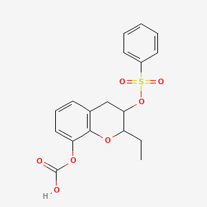 molecular formula C18H18O7S B561109 (8-carboxyoxy-2-ethyl-3,4-dihydro-2H-chromen-3-yl) benzenesulfonate CAS No. 104536-64-3