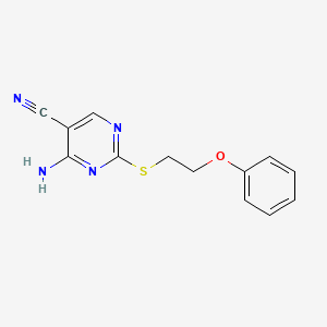 molecular formula C13H12N4OS B5611162 4-amino-2-[(2-phenoxyethyl)thio]-5-pyrimidinecarbonitrile 