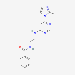 molecular formula C17H18N6O B5611174 N-(2-{[6-(2-methyl-1H-imidazol-1-yl)-4-pyrimidinyl]amino}ethyl)benzamide 