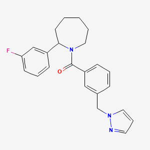 molecular formula C23H24FN3O B5611175 2-(3-fluorophenyl)-1-[3-(1H-pyrazol-1-ylmethyl)benzoyl]azepane 