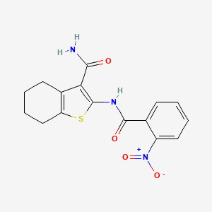 molecular formula C16H15N3O4S B5611182 2-[(2-nitrobenzoyl)amino]-4,5,6,7-tetrahydro-1-benzothiophene-3-carboxamide 