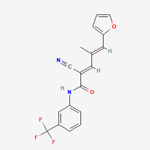 molecular formula C18H13F3N2O2 B5611234 2-cyano-5-(2-furyl)-4-methyl-N-[3-(trifluoromethyl)phenyl]-2,4-pentadienamide 