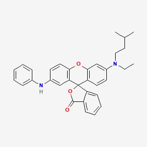 molecular formula C33H32N2O3 B561129 2'-Anilino-6'-[ethyl(3-methylbutyl)amino]spiro[2-benzofuran-3,9'-xanthene]-1-one CAS No. 105893-61-6