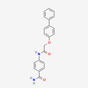 molecular formula C21H18N2O3 B5611307 4-{[(4-biphenylyloxy)acetyl]amino}benzamide 