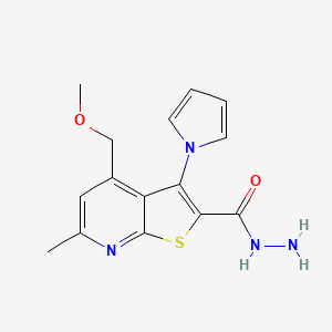 molecular formula C15H16N4O2S B5611343 4-(methoxymethyl)-6-methyl-3-(1H-pyrrol-1-yl)thieno[2,3-b]pyridine-2-carbohydrazide 