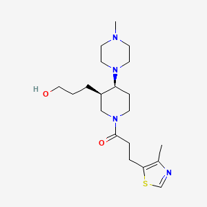 3-{(3R*,4S*)-4-(4-methylpiperazin-1-yl)-1-[3-(4-methyl-1,3-thiazol-5-yl)propanoyl]piperidin-3-yl}propan-1-ol