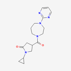 molecular formula C17H23N5O2 B5611457 1-cyclopropyl-4-{[4-(2-pyrimidinyl)-1,4-diazepan-1-yl]carbonyl}-2-pyrrolidinone 