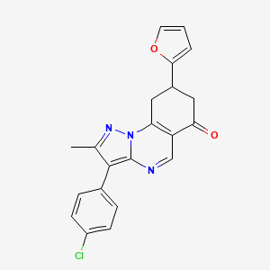 molecular formula C21H16ClN3O2 B5611537 3-(4-chlorophenyl)-8-(2-furyl)-2-methyl-8,9-dihydropyrazolo[1,5-a]quinazolin-6(7H)-one 