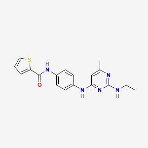 molecular formula C18H19N5OS B5611550 N-(4-{[2-(ethylamino)-6-methyl-4-pyrimidinyl]amino}phenyl)-2-thiophenecarboxamide 