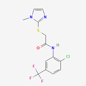 molecular formula C13H11ClF3N3OS B5611553 N-[2-chloro-5-(trifluoromethyl)phenyl]-2-[(1-methyl-1H-imidazol-2-yl)thio]acetamide 