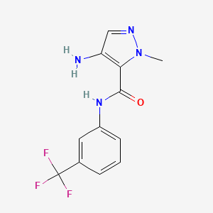 molecular formula C12H11F3N4O B5611680 4-amino-1-methyl-N-[3-(trifluoromethyl)phenyl]-1H-pyrazole-5-carboxamide 