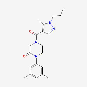 molecular formula C20H26N4O2 B5611696 1-(3,5-dimethylphenyl)-4-[(5-methyl-1-propyl-1H-pyrazol-4-yl)carbonyl]-2-piperazinone 