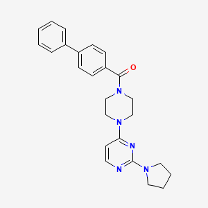 molecular formula C25H27N5O B5611741 4-[4-(4-biphenylylcarbonyl)-1-piperazinyl]-2-(1-pyrrolidinyl)pyrimidine 