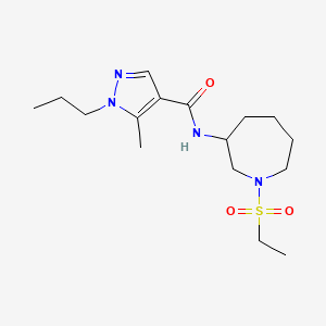 molecular formula C16H28N4O3S B5611749 N-[1-(ethylsulfonyl)azepan-3-yl]-5-methyl-1-propyl-1H-pyrazole-4-carboxamide 