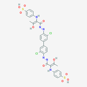 molecular formula C32H26Cl2N6O10S2 B561178 3,3'-Dichloro-4,4'-bis[3-hydroxy-2-(4-sulfoanilino)-2-butenoylazo]biphenyl CAS No. 109663-65-2