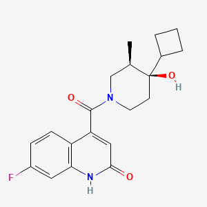 4-{[(3R*,4R*)-4-cyclobutyl-4-hydroxy-3-methylpiperidin-1-yl]carbonyl}-7-fluoroquinolin-2(1H)-one