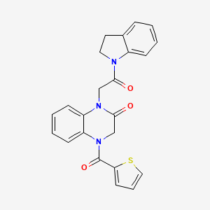 molecular formula C23H19N3O3S B5611878 1-[2-(2,3-dihydro-1H-indol-1-yl)-2-oxoethyl]-4-(2-thienylcarbonyl)-3,4-dihydro-2(1H)-quinoxalinone 