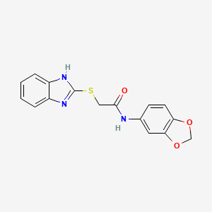 molecular formula C16H13N3O3S B5611889 2-(1H-benzimidazol-2-ylthio)-N-1,3-benzodioxol-5-ylacetamide 