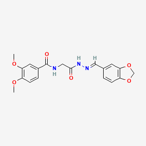 molecular formula C19H19N3O6 B5611905 N-{2-[2-(1,3-benzodioxol-5-ylmethylene)hydrazino]-2-oxoethyl}-3,4-dimethoxybenzamide 