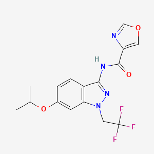 molecular formula C16H15F3N4O3 B5611911 N-[6-isopropoxy-1-(2,2,2-trifluoroethyl)-1H-indazol-3-yl]-1,3-oxazole-4-carboxamide 