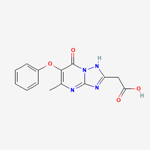 molecular formula C14H12N4O4 B5611916 (5-methyl-7-oxo-6-phenoxy-4,7-dihydro[1,2,4]triazolo[1,5-a]pyrimidin-2-yl)acetic acid CAS No. 405279-19-8