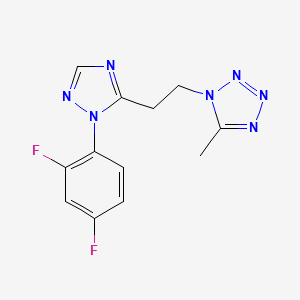molecular formula C12H11F2N7 B5611921 1-{2-[1-(2,4-difluorophenyl)-1H-1,2,4-triazol-5-yl]ethyl}-5-methyl-1H-tetrazole 