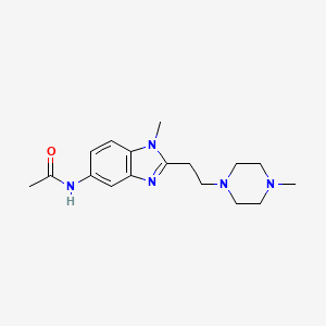 molecular formula C17H25N5O B5611965 N-{1-methyl-2-[2-(4-methyl-1-piperazinyl)ethyl]-1H-benzimidazol-5-yl}acetamide 