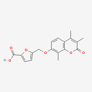 molecular formula C18H16O6 B5611968 5-{[(3,4,8-trimethyl-2-oxo-2H-chromen-7-yl)oxy]methyl}-2-furoic acid 