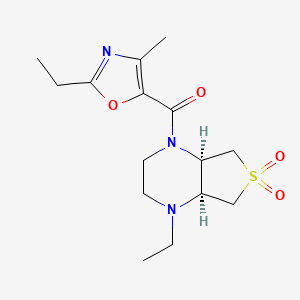 molecular formula C15H23N3O4S B5612008 (4aR*,7aS*)-1-ethyl-4-[(2-ethyl-4-methyl-1,3-oxazol-5-yl)carbonyl]octahydrothieno[3,4-b]pyrazine 6,6-dioxide 