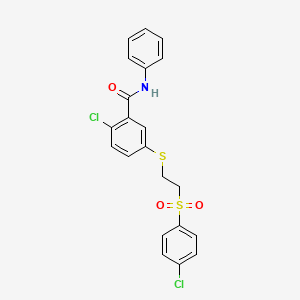 2-chloro-5-({2-[(4-chlorophenyl)sulfonyl]ethyl}thio)-N-phenylbenzamide