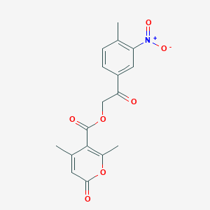 molecular formula C17H15NO7 B5612036 2-(4-methyl-3-nitrophenyl)-2-oxoethyl 4,6-dimethyl-2-oxo-2H-pyran-5-carboxylate 