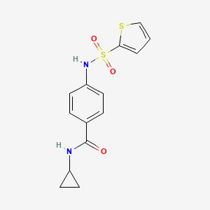 molecular formula C14H14N2O3S2 B5612052 N-cyclopropyl-4-[(2-thienylsulfonyl)amino]benzamide 