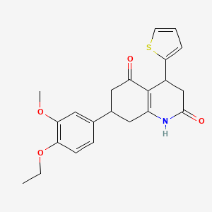 molecular formula C22H23NO4S B5612064 7-(4-ethoxy-3-methoxyphenyl)-4-(2-thienyl)-4,6,7,8-tetrahydro-2,5(1H,3H)-quinolinedione 