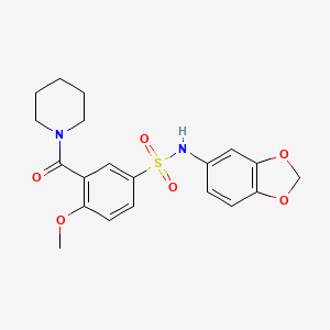 molecular formula C20H22N2O6S B5612065 N-1,3-benzodioxol-5-yl-4-methoxy-3-(1-piperidinylcarbonyl)benzenesulfonamide 