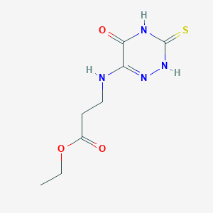 molecular formula C8H12N4O3S B5612103 ethyl N-(5-oxo-3-thioxo-2,3,4,5-tetrahydro-1,2,4-triazin-6-yl)-beta-alaninate 