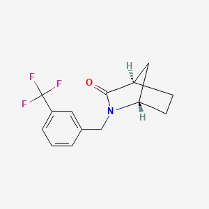 molecular formula C14H14F3NO B5612140 (1S,4R)-2-[3-(trifluoromethyl)benzyl]-2-azabicyclo[2.2.1]heptan-3-one 