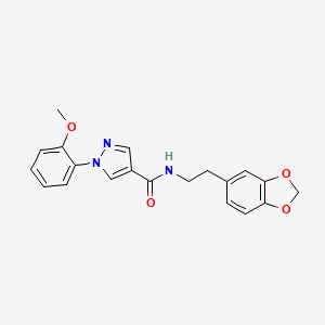 molecular formula C20H19N3O4 B5612171 N-[2-(1,3-benzodioxol-5-yl)ethyl]-1-(2-methoxyphenyl)-1H-pyrazole-4-carboxamide 