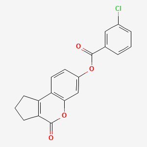 molecular formula C19H13ClO4 B5612180 4-oxo-1,2,3,4-tetrahydrocyclopenta[c]chromen-7-yl 3-chlorobenzoate 