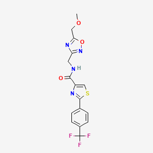 molecular formula C16H13F3N4O3S B5612190 N-{[5-(methoxymethyl)-1,2,4-oxadiazol-3-yl]methyl}-2-[4-(trifluoromethyl)phenyl]-1,3-thiazole-4-carboxamide 