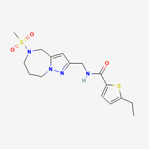 molecular formula C16H22N4O3S2 B5612230 5-ethyl-N-{[5-(methylsulfonyl)-5,6,7,8-tetrahydro-4H-pyrazolo[1,5-a][1,4]diazepin-2-yl]methyl}thiophene-2-carboxamide 