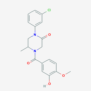 molecular formula C19H19ClN2O4 B5612232 1-(3-chlorophenyl)-4-(3-hydroxy-4-methoxybenzoyl)-5-methyl-2-piperazinone 