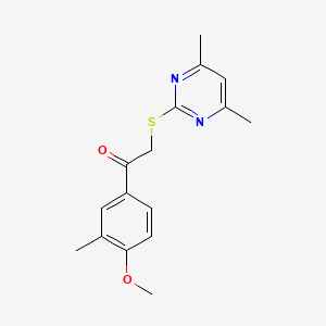 molecular formula C16H18N2O2S B5612248 2-[(4,6-dimethyl-2-pyrimidinyl)thio]-1-(4-methoxy-3-methylphenyl)ethanone 