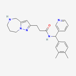 molecular formula C24H29N5O B5612254 N-[(3,4-dimethylphenyl)(3-pyridinyl)methyl]-3-(5,6,7,8-tetrahydro-4H-pyrazolo[1,5-a][1,4]diazepin-2-yl)propanamide dihydrochloride 