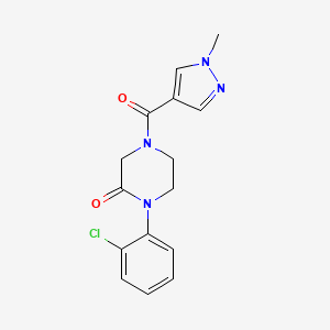 molecular formula C15H15ClN4O2 B5612259 1-(2-chlorophenyl)-4-[(1-methyl-1H-pyrazol-4-yl)carbonyl]-2-piperazinone 