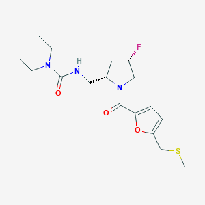 molecular formula C17H26FN3O3S B5612270 N,N-diethyl-N'-[((2S,4S)-4-fluoro-1-{5-[(methylthio)methyl]-2-furoyl}pyrrolidin-2-yl)methyl]urea 