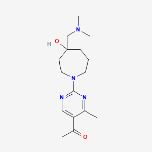molecular formula C16H26N4O2 B5612275 1-(2-{4-[(dimethylamino)methyl]-4-hydroxyazepan-1-yl}-4-methylpyrimidin-5-yl)ethanone 