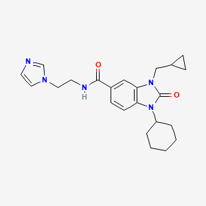 molecular formula C23H29N5O2 B5612283 1-cyclohexyl-3-(cyclopropylmethyl)-N-[2-(1H-imidazol-1-yl)ethyl]-2-oxo-2,3-dihydro-1H-benzimidazole-5-carboxamide 