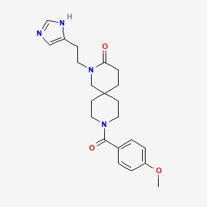 molecular formula C22H28N4O3 B5612291 2-[2-(1H-imidazol-4-yl)ethyl]-9-(4-methoxybenzoyl)-2,9-diazaspiro[5.5]undecan-3-one 