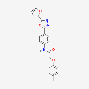 molecular formula C21H17N3O4 B5612305 N-{4-[5-(2-furyl)-1,3,4-oxadiazol-2-yl]phenyl}-2-(4-methylphenoxy)acetamide 