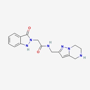 molecular formula C16H18N6O2 B5612322 2-(3-oxo-1,3-dihydro-2H-indazol-2-yl)-N-(4,5,6,7-tetrahydropyrazolo[1,5-a]pyrazin-2-ylmethyl)acetamide hydrochloride 